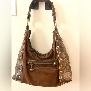 Kathy Van Zeeland Brown Suede Shoulder Bag